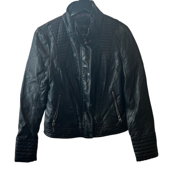 Jessica Simpson Quilted Black Faux Leather Jacket - Picture 1 of 5